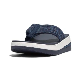 【FitFlop】SURFF ART-WEBBING TOE-POST SANDALS運動風織帶夾腳涼鞋-女(午夜藍白色)