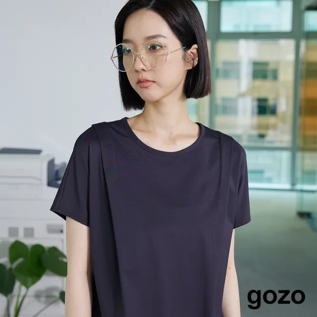 【gozo】-3°C超涼感運動風打褶造型上衣(兩色)
