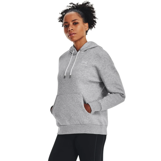 UNDER ARMOUR UA 女 Essential Fleece 連帽長袖套頭衫 帽T 灰(1373033-011)