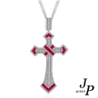 【Jpqueen】彩鋯晶鑽十字架幾何中性長項鍊(3色可選)
