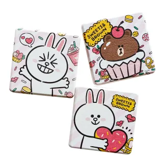 【收納王妃】LINE FRIENDS 珪藻土杯墊2入組 矽藻土 硅藻土 熊大兔兔莎莉熊美(10x10cm)