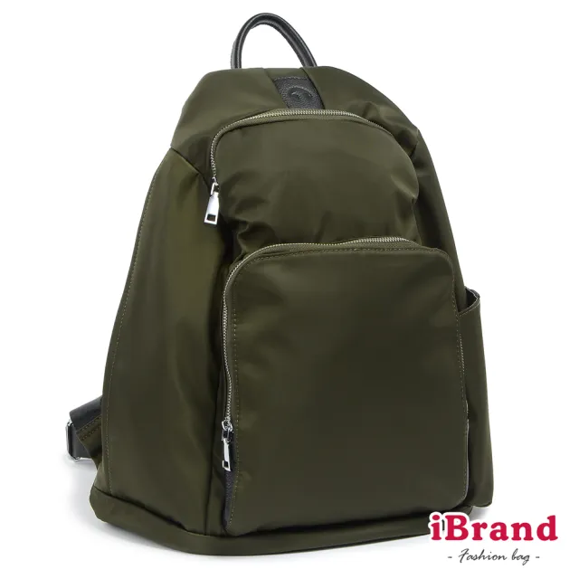 【iBrand】雙11 率性時尚後開式防盜尼龍後背包-L(墨綠色)