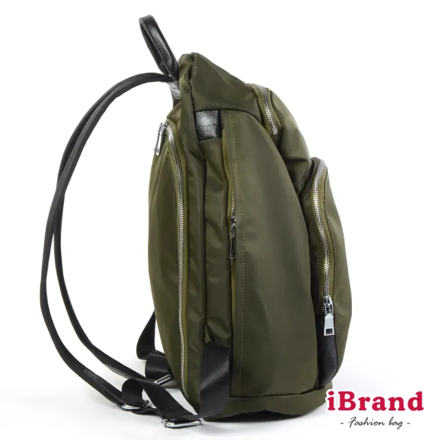 【iBrand】雙11 率性時尚後開式防盜尼龍後背包-L(墨綠色)