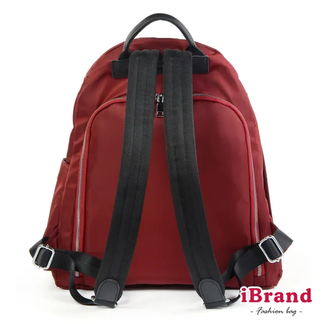 【iBrand】雙11 率性時尚後開式防盜尼龍後背包-L(酒紅色)