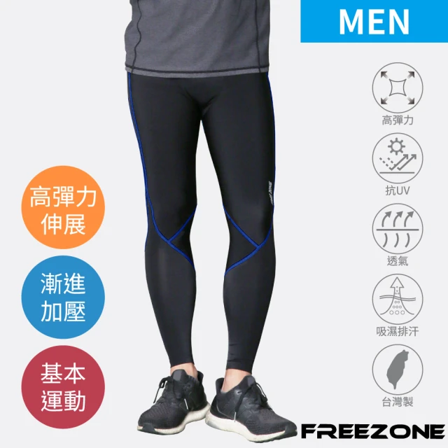 【FREEZONE】現貨 機能運動壓力壓縮長褲 男款-FZ100型(彈力極致/日著瑜珈/慢跑快走登山/健身重訓)