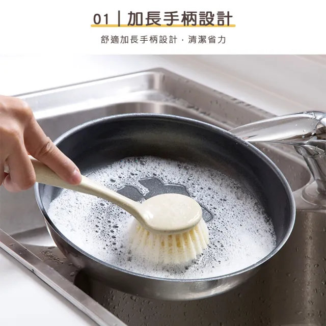 【樂邁家居】長柄 鍋刷 家用 廚房用刷 鍋具 清潔刷 強力去污(長24cm)