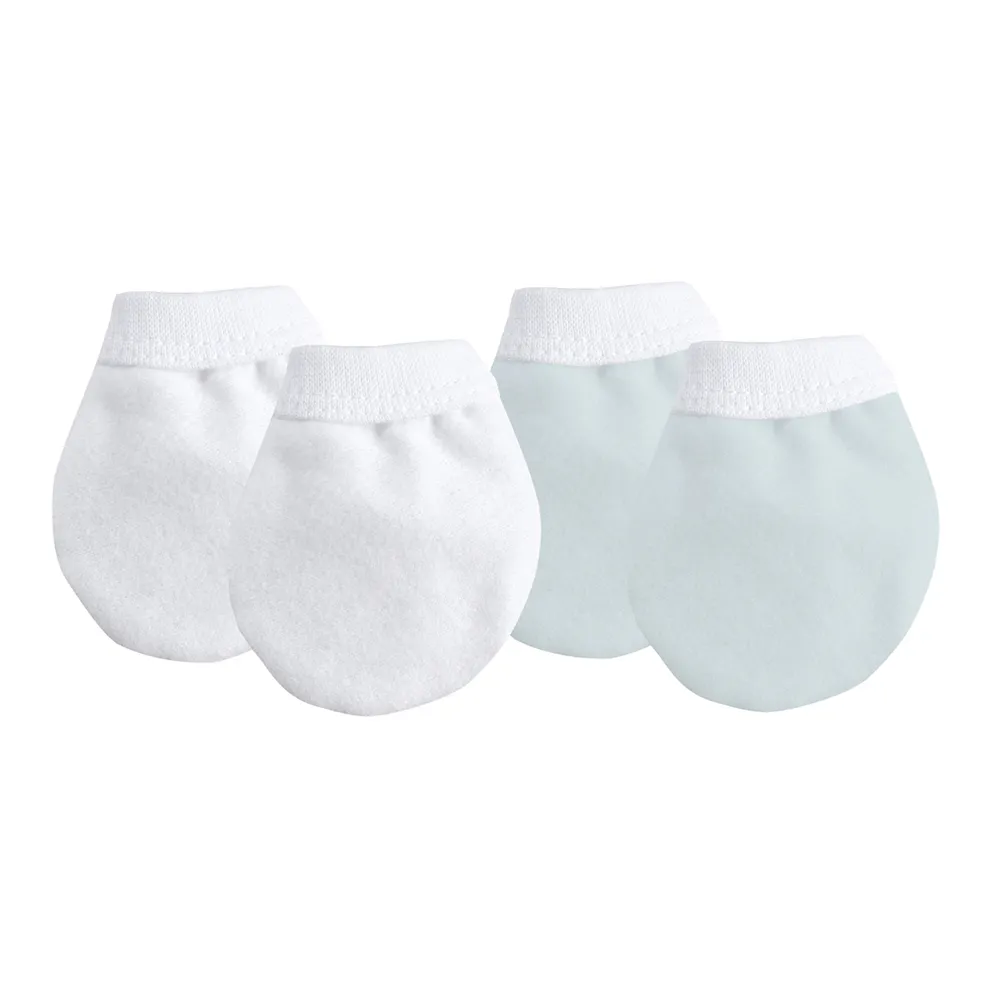 【kushies】有機純棉 嬰兒手套 2雙組(粉紅+白/粉藍+白/淺灰+白/白*2)
