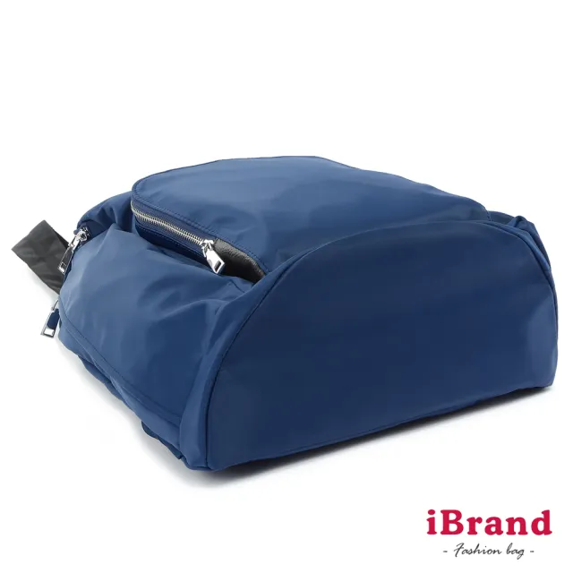 【iBrand】雙11 率性時尚後開式防盜尼龍後背包-L(深海藍)