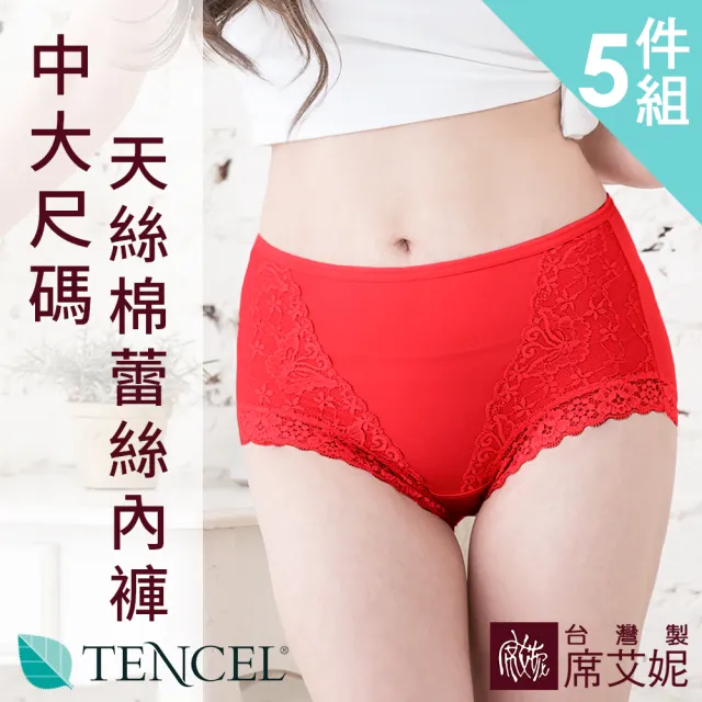 【SHIANEY 席艾妮】5件組 台灣製 中大尺碼 天絲棉三角內褲