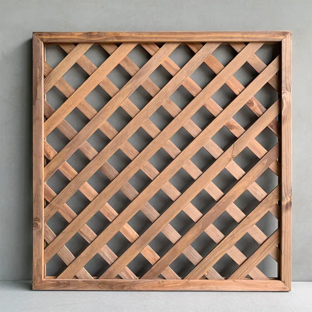 【沃克嚴選】松木格子籬笆- 柚木色 90x90x3.5cm 1入