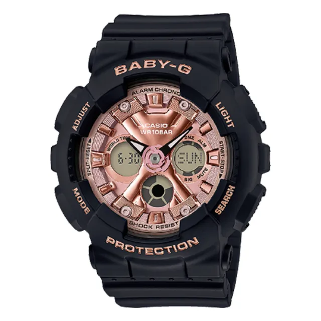【CASIO 卡西歐】BABY-G 風格時尚雙顯女錶 樹脂錶帶 防水100米(BA-130-1A4)