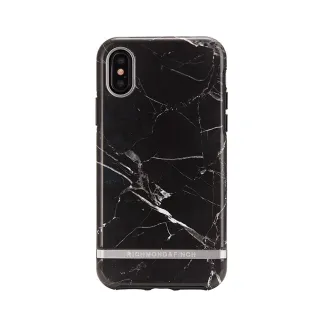 【Richmond&Finch】瑞典手機殼 大理石紋銀線框 - 黑色(iPhone Xs Max)