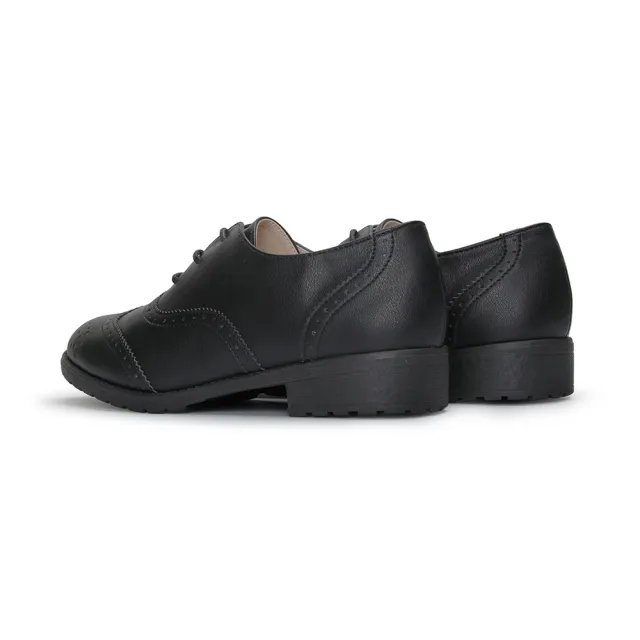 【FUFA Shoes 富發牌】牛津百搭質感低跟鞋-黑 FE77(女鞋/牛津鞋/通勤鞋/面試鞋)