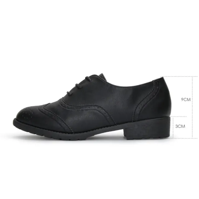 【FUFA Shoes 富發牌】牛津百搭質感低跟鞋-黑 FE77(女鞋/牛津鞋/通勤鞋/面試鞋)