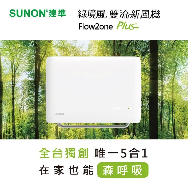 【SUNON 建準】Flow2one PLUS+綠境風雙流新風機AHR15T24-01S