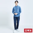 【EDWIN】男裝 塗鴉系列 基本牛仔襯衫(拔洗藍)