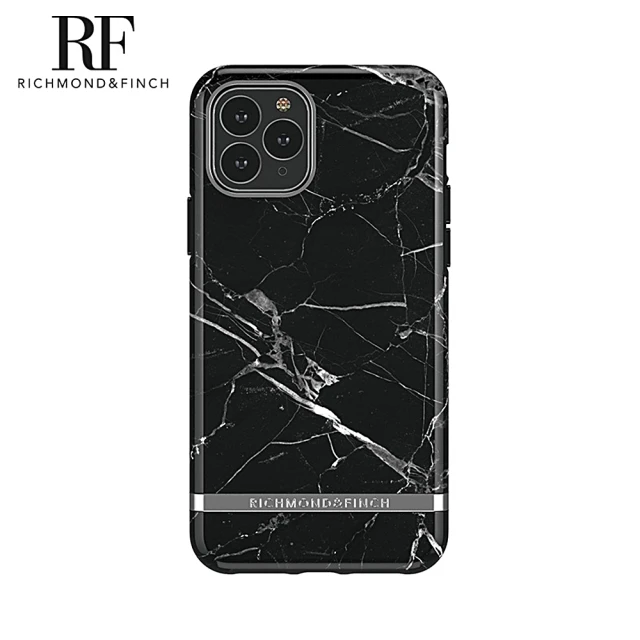 【Richmond&Finch】瑞典手機殼 大理石紋銀線框 - 黑色(iPhone 11 Pro Max 6.5吋)