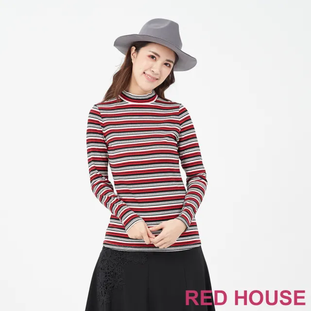 【RED HOUSE 蕾赫斯】條紋微高領上衣(共二色)