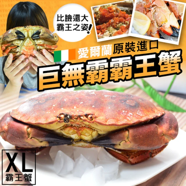 【大食怪】愛爾蘭熟凍霸王蟹2隻(800-900g/隻)