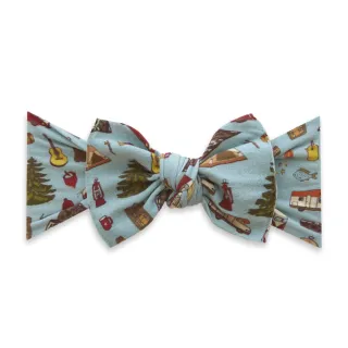 【Baby Bling】純手工極優雅細緻輕柔微彈性/毫無束縛感蝴蝶結髮帶/髮飾_印花款_露營樂園(BBRK036)