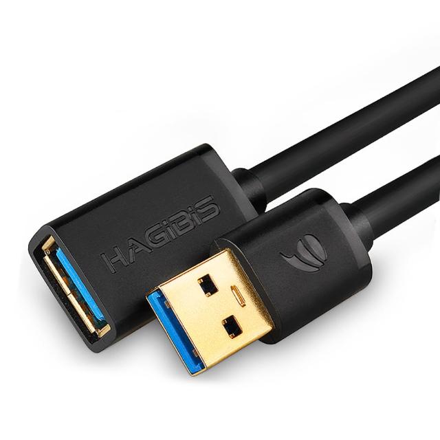 【HAGiBiS】USB3.0公對母延長線0.5M黑色(HBUC005－BK)