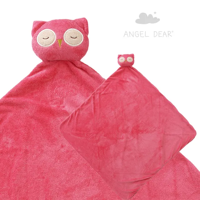 【Angel Dear】大頭動物嬰兒毛毯禮盒(粉紅貓頭鷹)