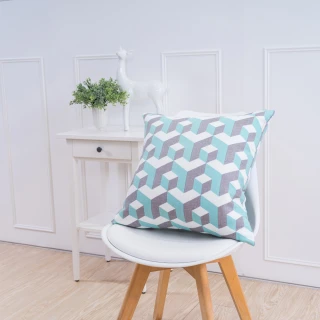 【IN-HOUSE】簡約系列抱枕-3D幾何藍(50x50cm)