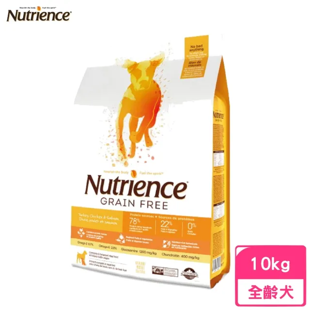 【Nutrience 紐崔斯】GRAIN FREE無穀養生犬-火雞肉+雞肉+鯡魚 10kg(狗糧、狗飼料、犬糧)