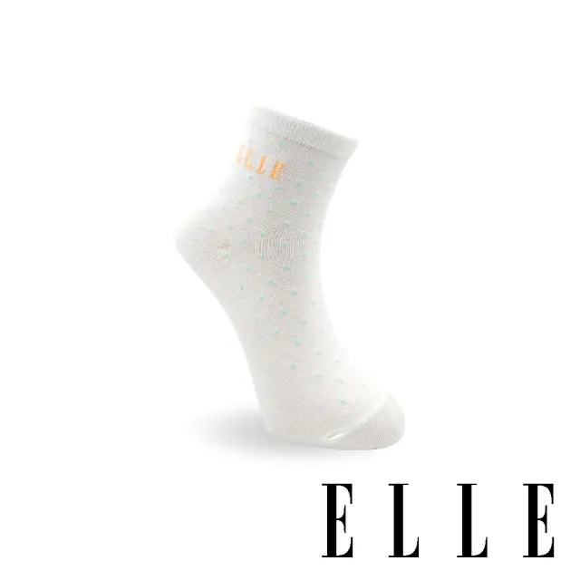 【ELLE】1/2英倫點點女短襪-精練白(1/2女襪/女襪/短襪)