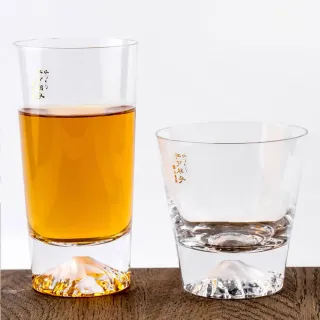 【田島硝子】日本製 富士山杯 經典款 威士忌杯+啤酒杯2入組 對杯(TG15-015-R+TG15-015-T)