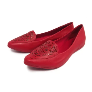 【TINO BELLINI 貝里尼】巴西進口高雅鏤空點金平底鞋TF9020(紅)