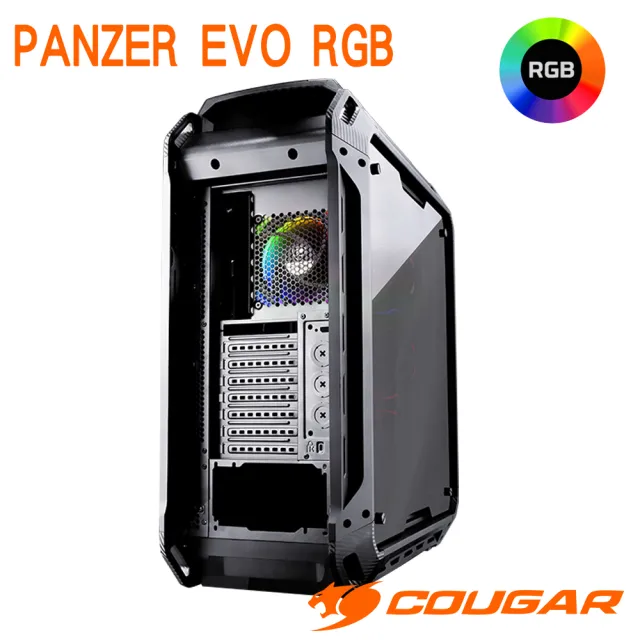 【COUGAR 美洲獅】PANZER EVO RGB 4面全景鋼化玻璃機箱 直立式電競機殼(GPU-39cm/CPU-17cm)