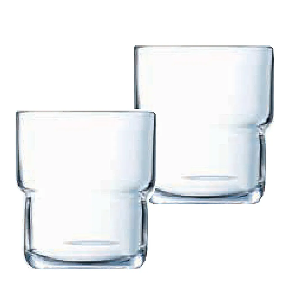【Arcoroc】強化玻璃可疊式威士忌杯水杯270cc(二入組)