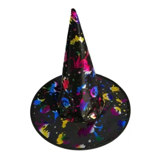 【摩達客】萬聖派對變裝 魔法炫色彩光黑巫師帽