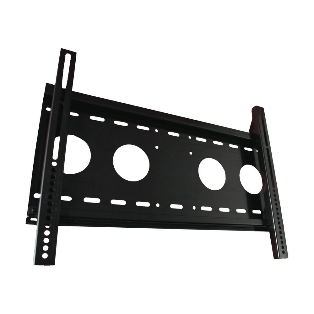 HE H4030L 壁掛式電視架，臺灣原廠中鋼材質，防鏽亮面烤漆，適用27吋至42吋電視（含30/32/37/38/39/40吋），最大承重100kg，VESA 450x330mm以內，離牆僅4cm空間節省，支援左右平移調整，附安全鎖及機械卡榫防脫落，可加裝防盜鎖具，本體僅2.8kg輕量，內附M4/M5/M6螢幕螺絲、金屬膨脹螺栓及DIY安裝說明，4年以上保固，黑色系設計，提升居家安全與美觀。