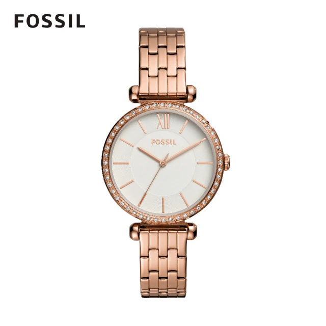 【FOSSIL 官方旗艦館】Tillie 玫瑰金鑲鑽細緻鍊錶 指針手錶 36mm  BQ3497(母親節)