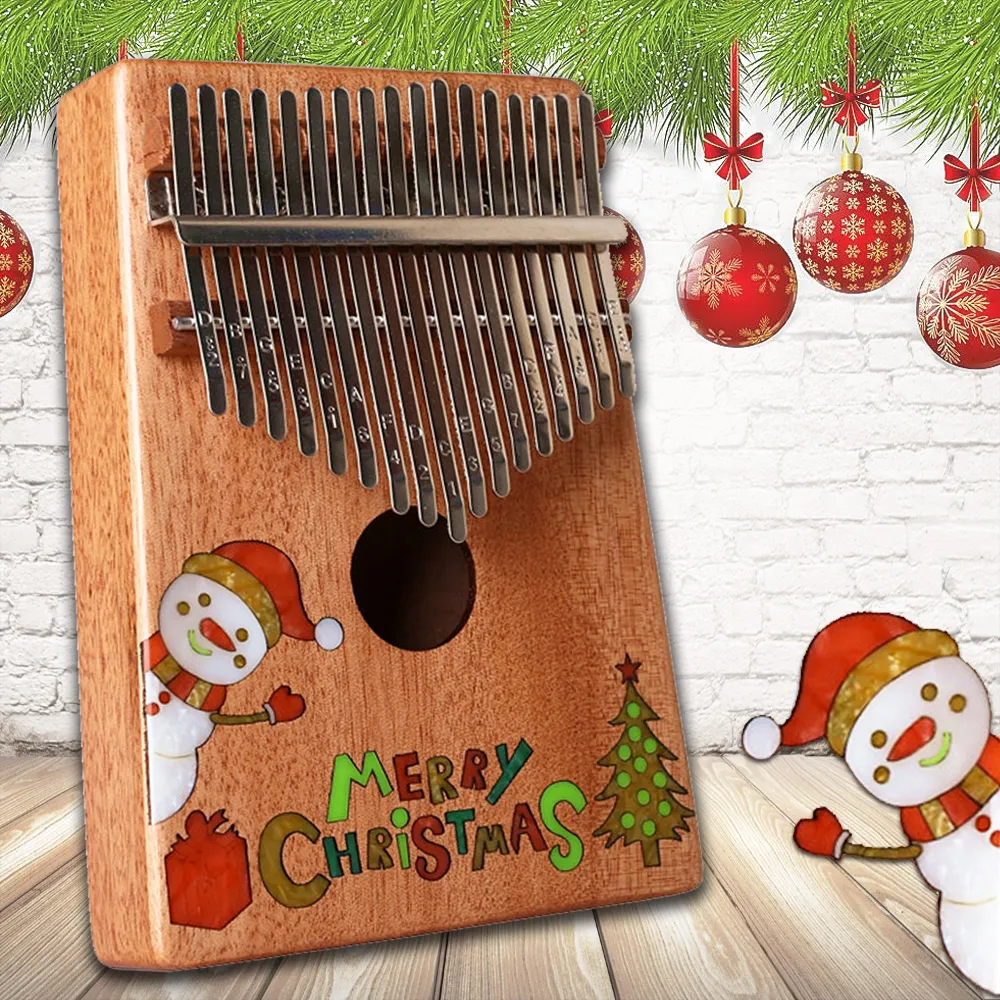 【美佳音樂】奧福樂器 Kalimba 卡林巴琴/拇指琴-超值全配．17音桃花芯木單板-聖誕鑲貝限量款(贈旅行包)