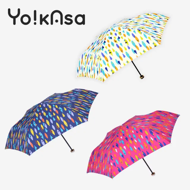 【Yo!kAsa】繽紛色彩 可愛魚點 晴雨手開傘(超值三入組)