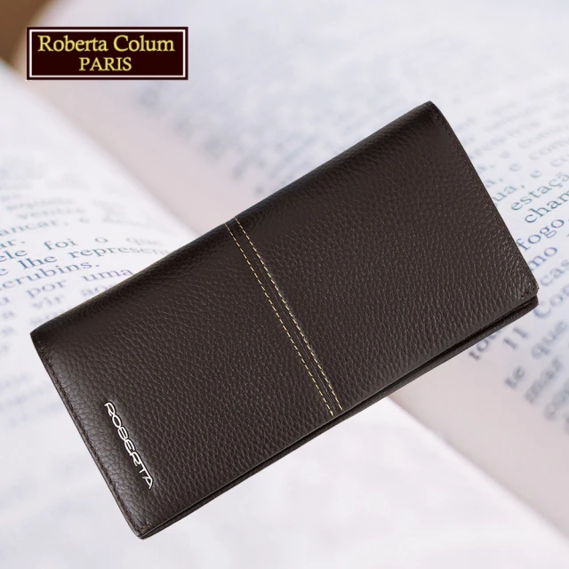 【Roberta Colum】諾貝達專櫃皮夾 進口軟牛皮長夾 長版皮夾(25008-2咖啡色)