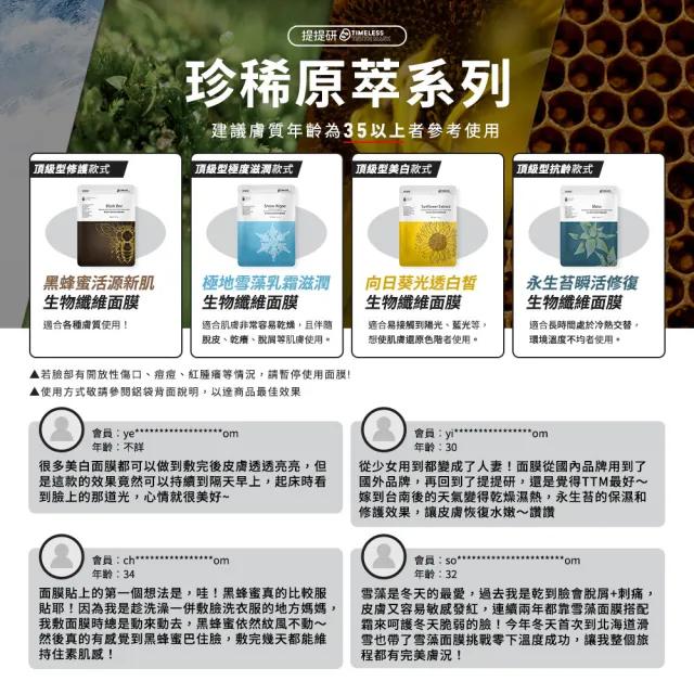 【TTM 提提研】永生苔瞬活修復生物纖維面膜3入盒