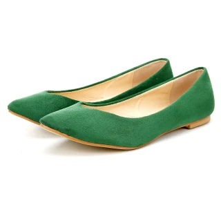 【KissXXX】時尚心機V型淺口舒適平底休閒鞋(綠)