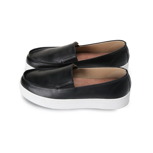 【FUFA Shoes 富發牌】簡約素面厚底懶人鞋-黑 1BC41(女鞋/厚底鞋/平底鞋)