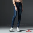 【BRAPPERS】女款 新美腳ROYAL系列-中低腰彈性菱形波浪刺繡鑲鑽窄管褲(藍)