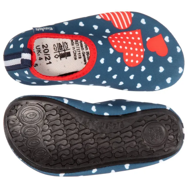 【Playshoes】抗UV水陸兩用沙灘懶人童鞋-愛心(認證防曬UPF50+兒童戶外涼鞋雨鞋運動水鞋)