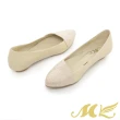 【MK】簡單穿系列-全真皮拼接燙金波點微坡跟懶人鞋休閒鞋(杏色)