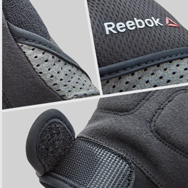 【REEBOK】防滑短指訓練手套-黑(S-L)