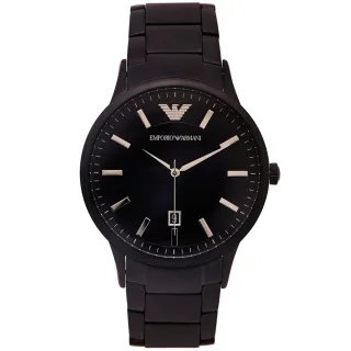 【EMPORIO ARMANI】黑色時尚主義不鏽鋼款手錶-黑面X黑色/43mm(AR11079)