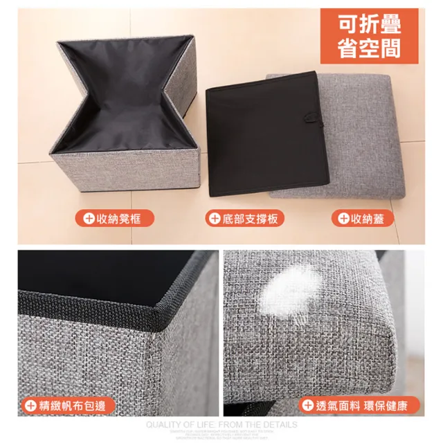 【VENCEDOR】正方型收納凳30*30*30(折疊收納椅 多功能可折疊收納凳 收納儲物凳 多功能儲物凳-1入)
