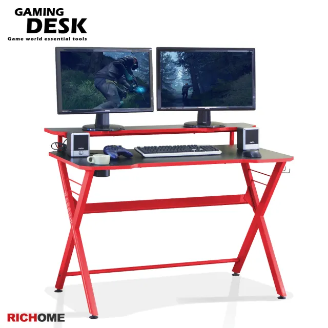 【RICHOME】WARRIOR電競遊俠電腦桌-雙層款(3色)