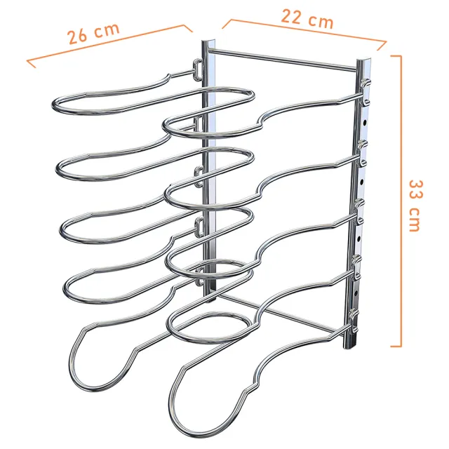 【CAXXA】5層可調式鍋架 多功能收納鍋架 平底鍋架 鍋蓋架 橫放或垂直皆適用(平底鍋架 鍋架 平底鍋收納架)